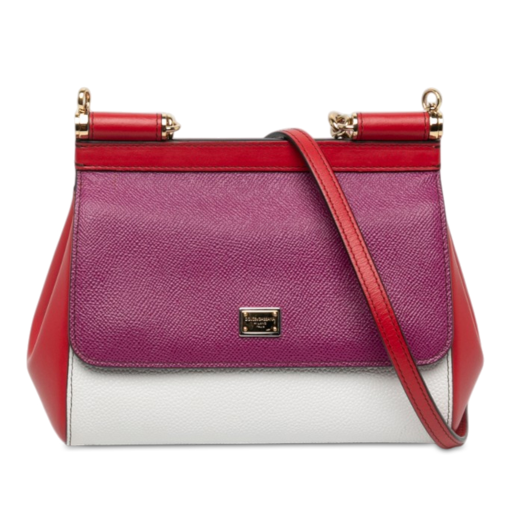 Pre-Loved Dolce & Gabbana Small Tricolor Grained Calfskin Miss Sicily Satchel